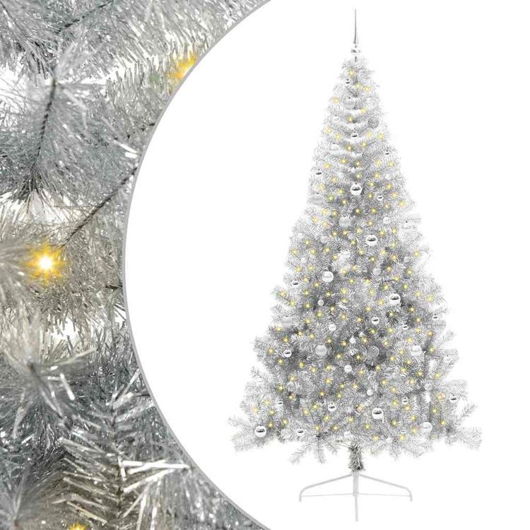 Vidaxx künstlicher, beleuchteter Weihnachtsbaum mit 300 LEDs, silberfarben, 240 cm Kappe