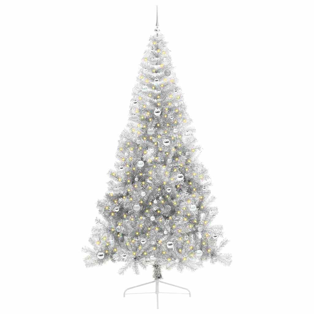 Vidaxx künstlicher, beleuchteter Weihnachtsbaum mit 300 LEDs, silberfarben, 240 cm Kappe