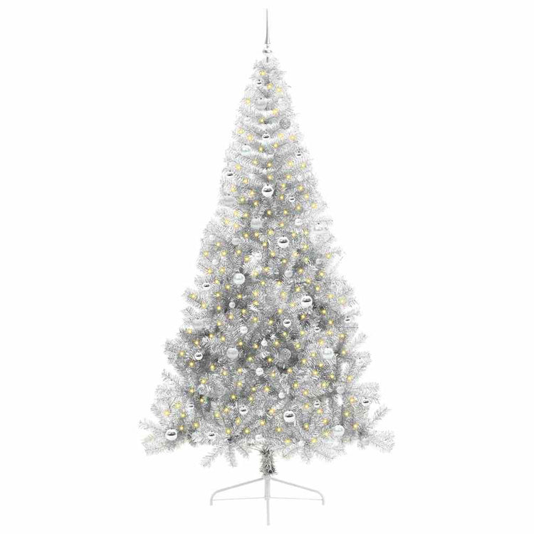 Vidaxx künstlicher, beleuchteter Weihnachtsbaum mit 300 LEDs, silberfarben, 240 cm Kappe