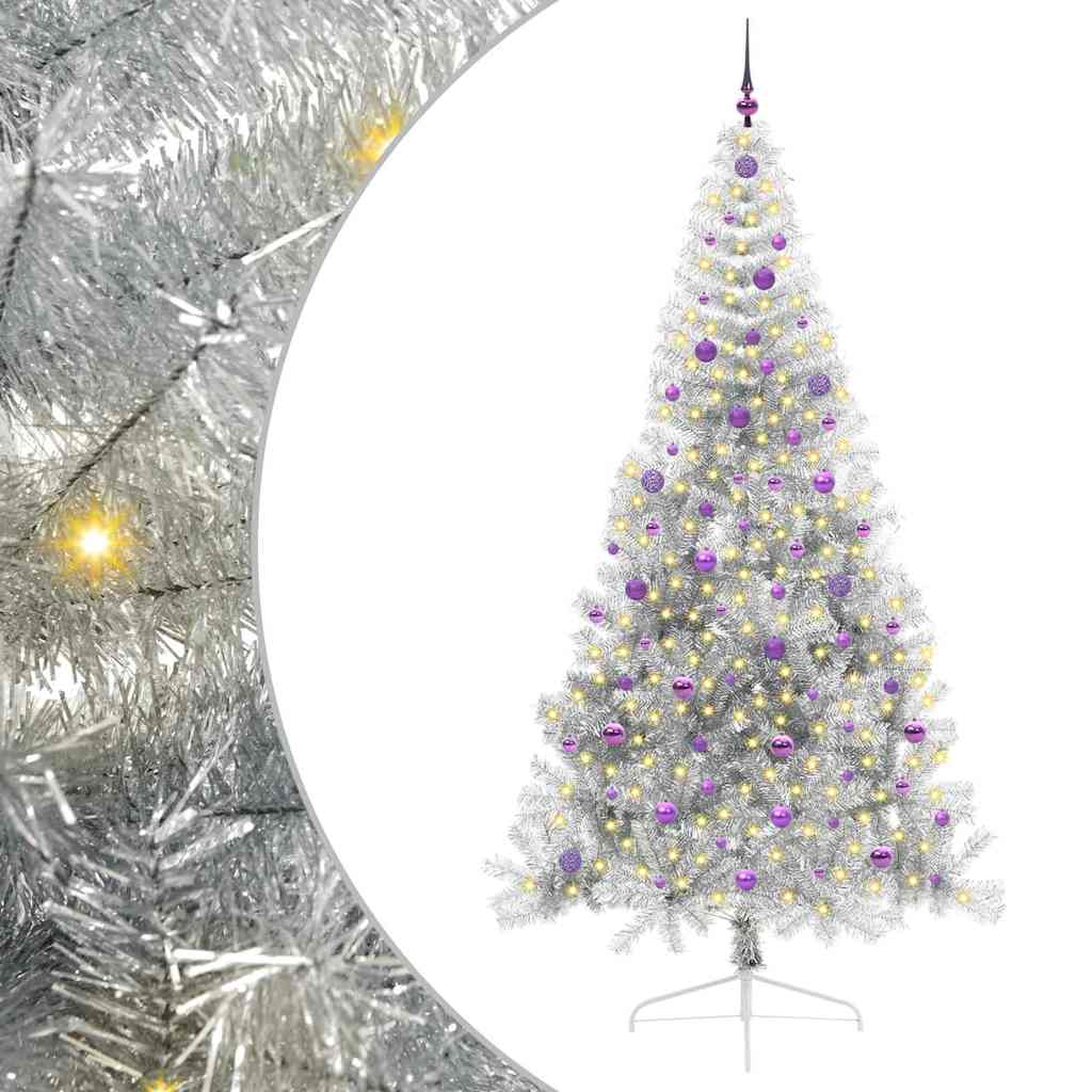 Vidaxx künstlicher, beleuchteter Weihnachtsbaum mit 300 LEDs, silberfarben, 240 cm Kappe