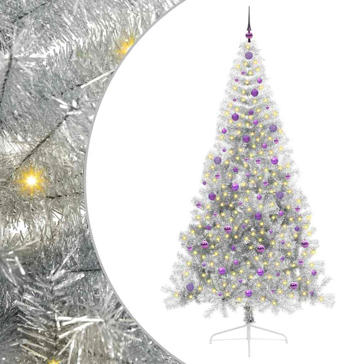 Vidaxx künstlicher, beleuchteter Weihnachtsbaum mit 300 LEDs, silberfarben, 240 cm Kappe
