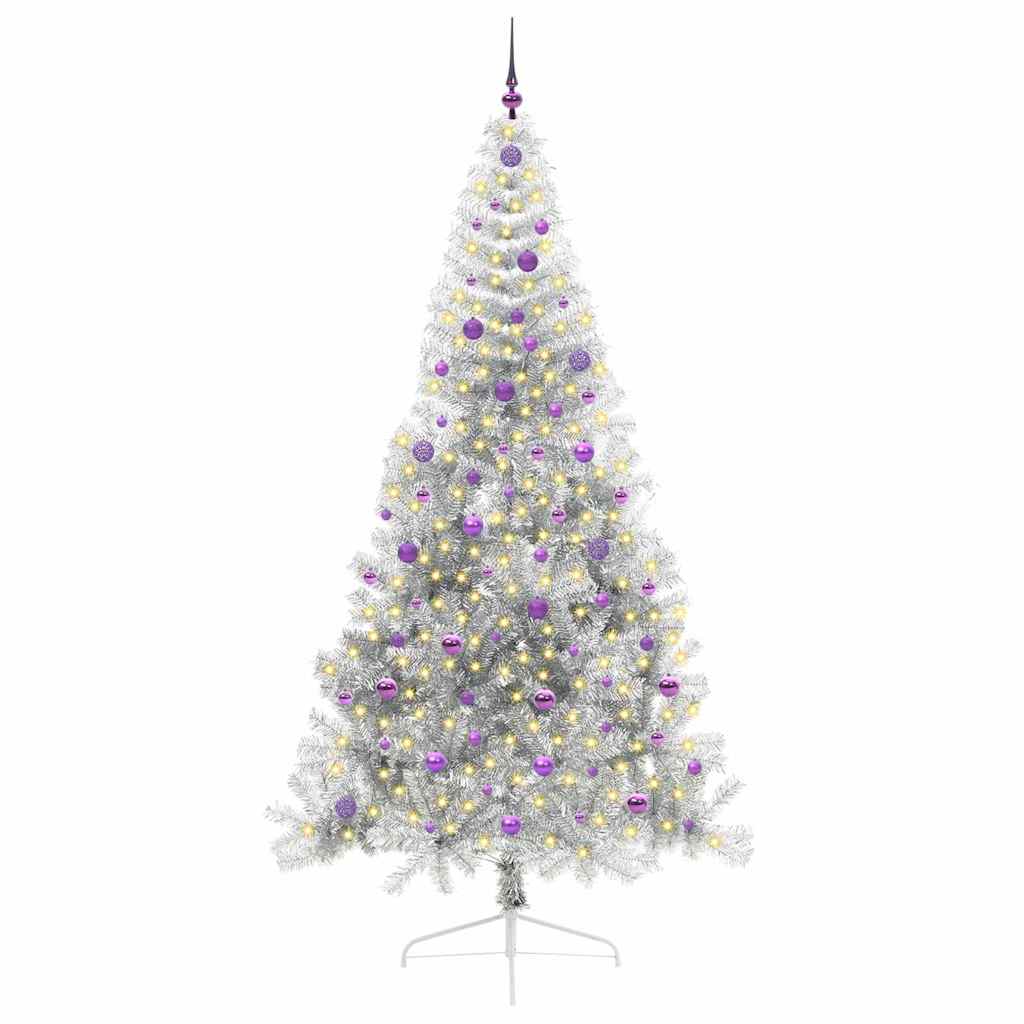 Vidaxx künstlicher, beleuchteter Weihnachtsbaum mit 300 LEDs, silberfarben, 240 cm Kappe