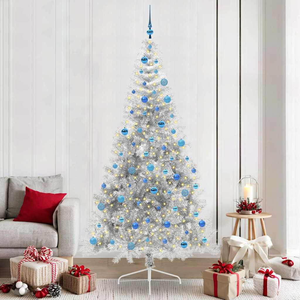 Vidaxx künstlicher, beleuchteter Weihnachtsbaum mit 300 LEDs, silberfarben, 240 cm Kappe