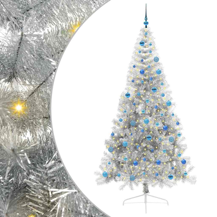Vidaxx künstlicher, beleuchteter Weihnachtsbaum mit 300 LEDs, silberfarben, 240 cm Kappe