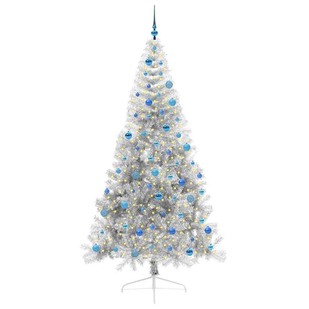 Vidaxx künstlicher, beleuchteter Weihnachtsbaum mit 300 LEDs, silberfarben, 240 cm Kappe