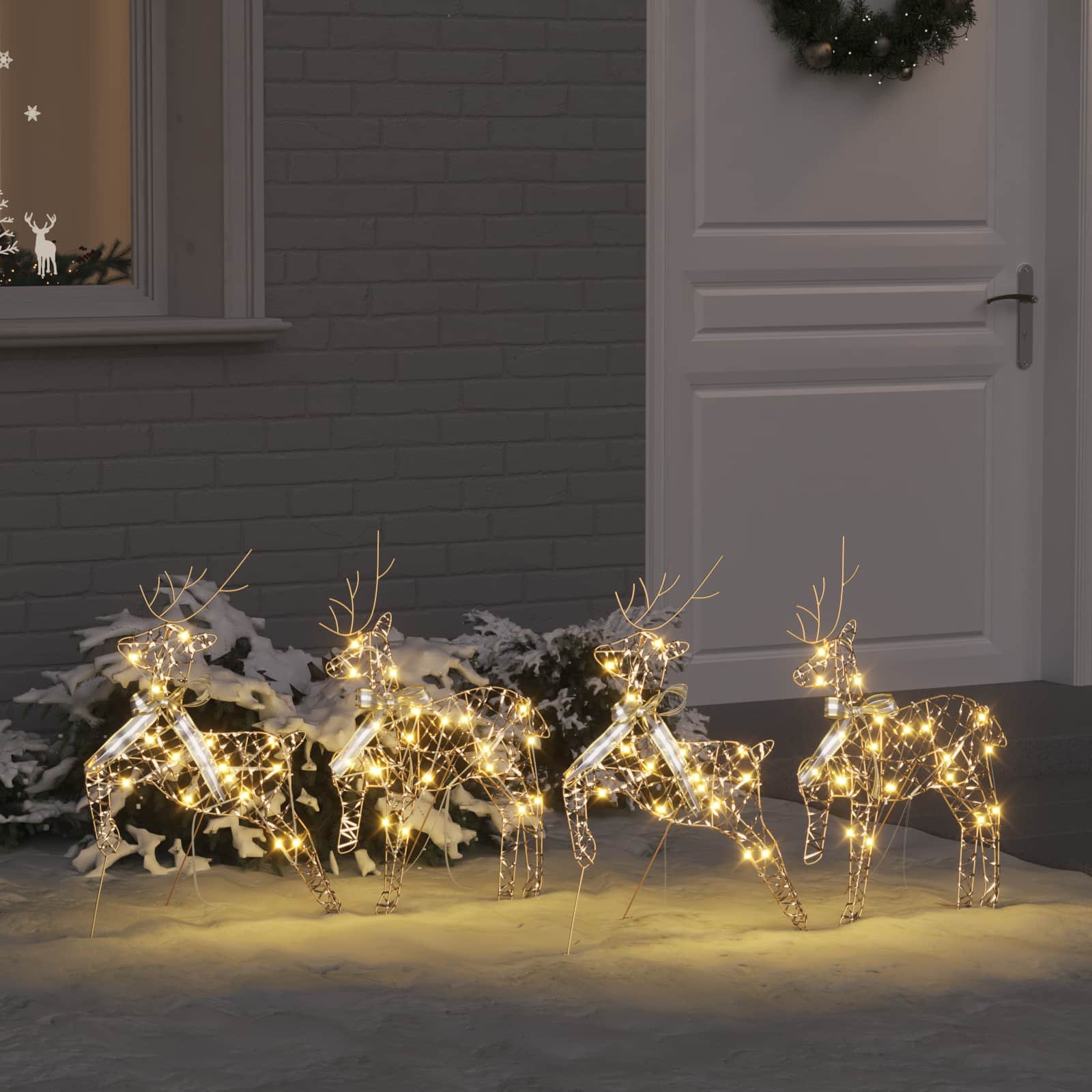 VidaXL LED-Rentier mit 80 LEDs, 4 Stück, goldene Kappe