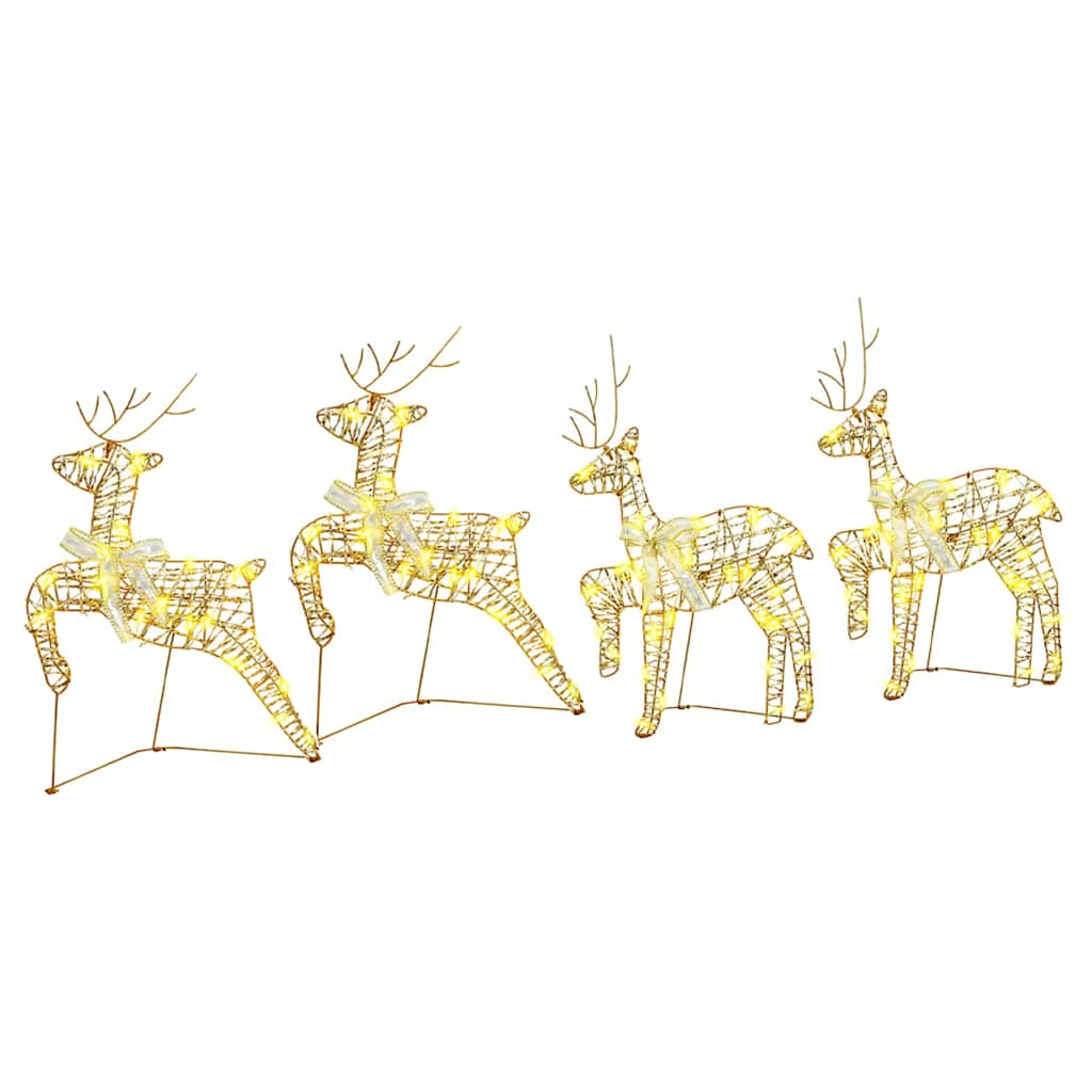 VidaXL LED-Rentier mit 80 LEDs, 4 Stück, goldene Kappe