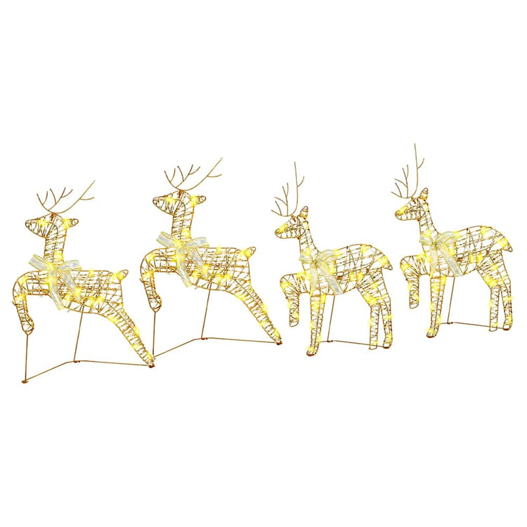 VidaXL LED-Rentier mit 80 LEDs, 4 Stück, goldene Kappe