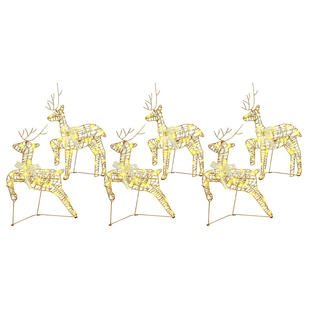 VidaXL LED Rentier mit 180 LED 6 Stück Goldkappe