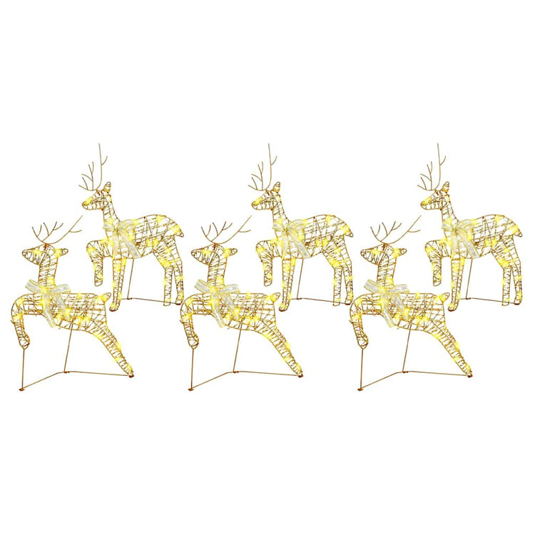 VidaXL LED Rentier mit 180 LED 6 Stück Goldkappe