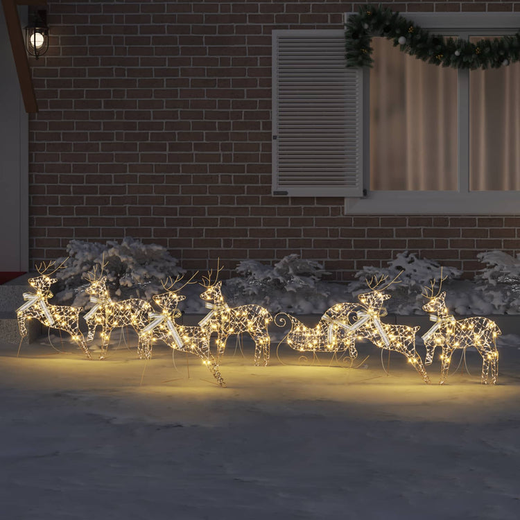 VidaXL LED-Rentier mit 40 LEDs, 7 Stück, Goldkappe