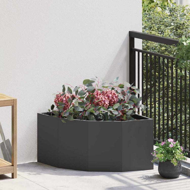 Vidaxx Eckpflanzgefäß schwarz 60 x 60 x 35 cm Stahl