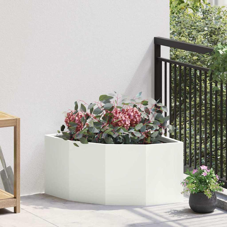 Vidaxx Eckpflanzgefäß weiß 60 x 60 x 35 cm Stahl