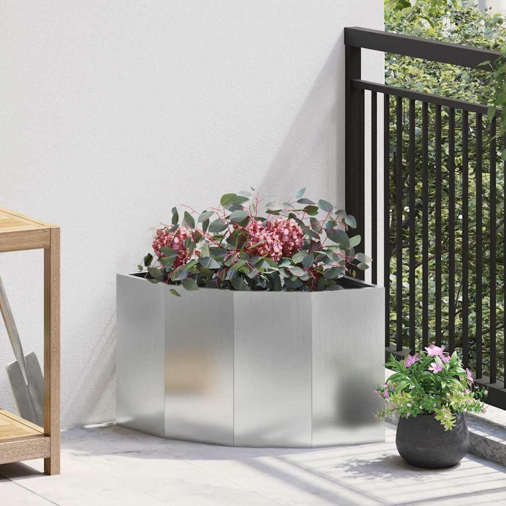 Vidaxx Eckpflanzgefäß Silber 45 x 45 x 35 cm verzinkter Stahl
