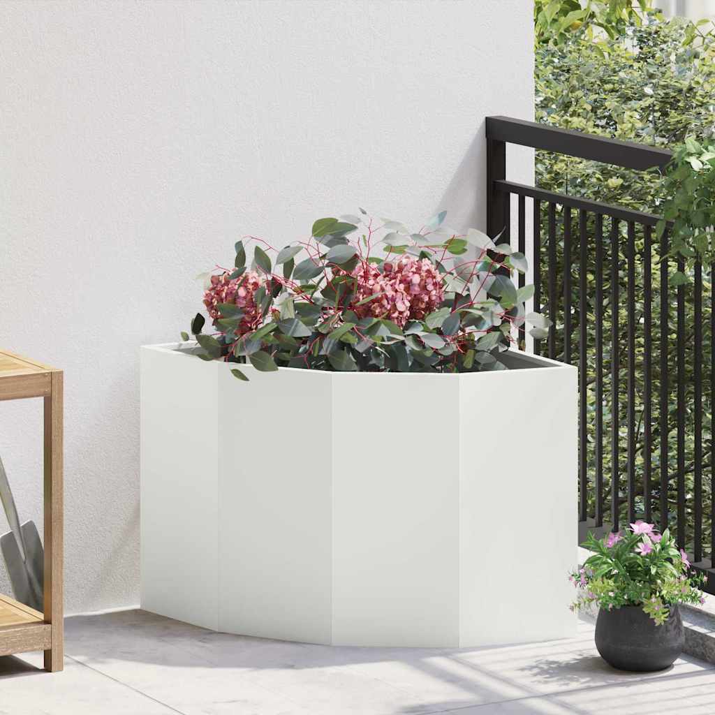 Vidaxx Eckpflanzgefäß weiß 60 x 60 x 50 cm Stahl