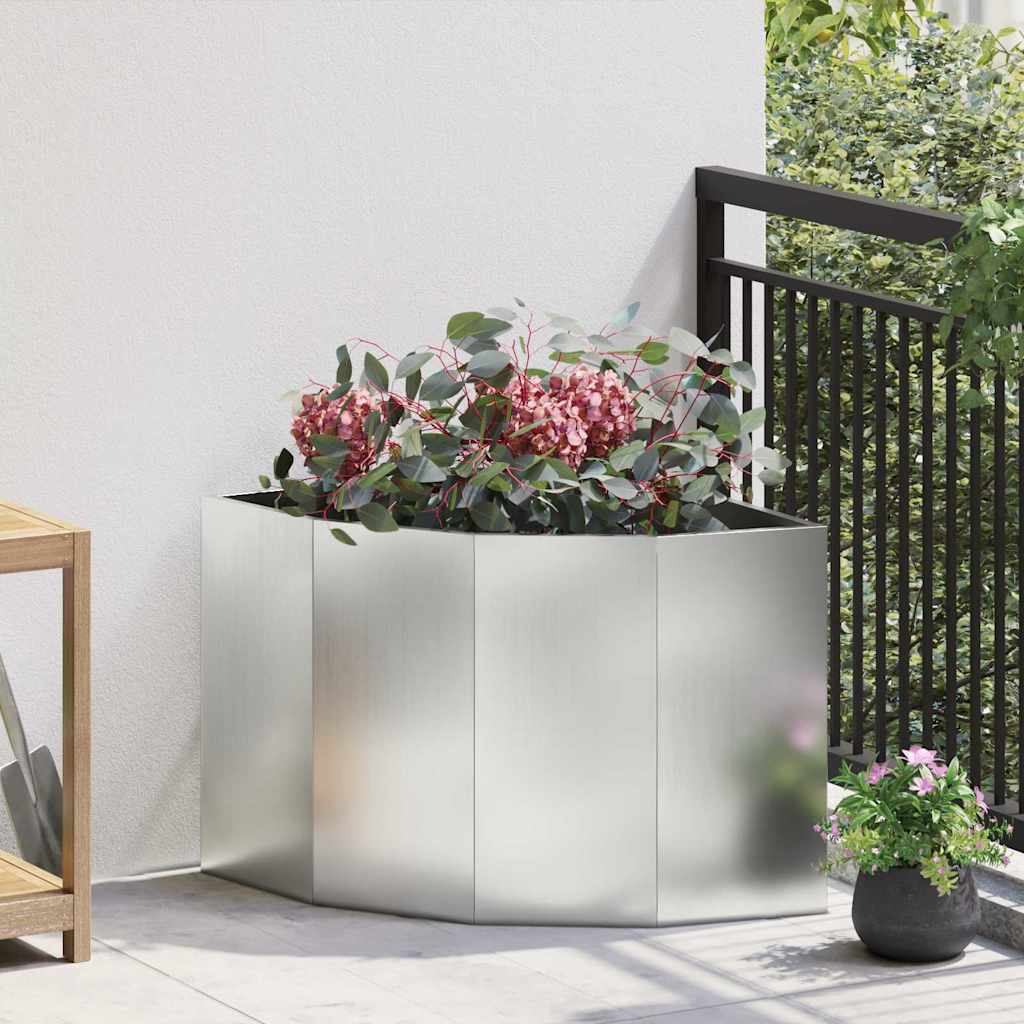 Vidaxx Eckpflanzgefäß Silber 60 x 60 x 50 cm verzinkter Stahl