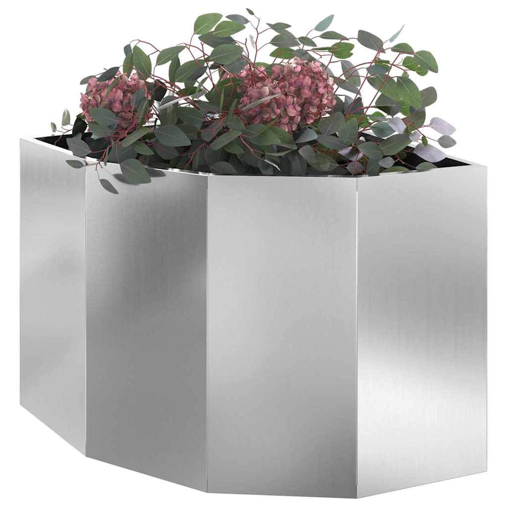 Vidaxx Eckpflanzgefäß Silber 60 x 60 x 50 cm verzinkter Stahl