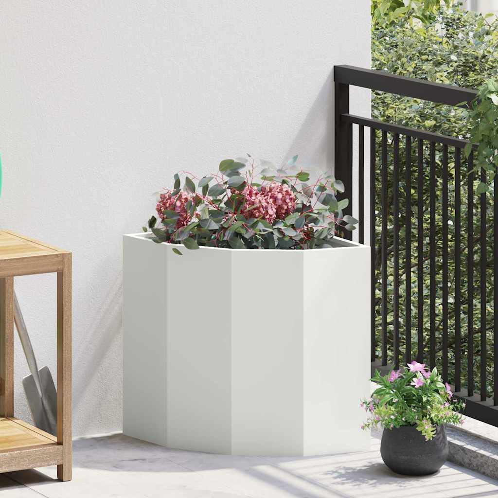 Vidaxx Eckpflanzgefäß weiß 45 x 45 x 50 cm Stahl