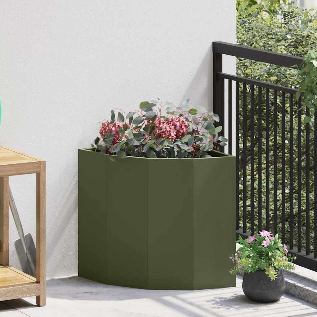 Vidaxx Eckpflanzgefäß olivgrün 45 x 45 x 50 cm Stahl