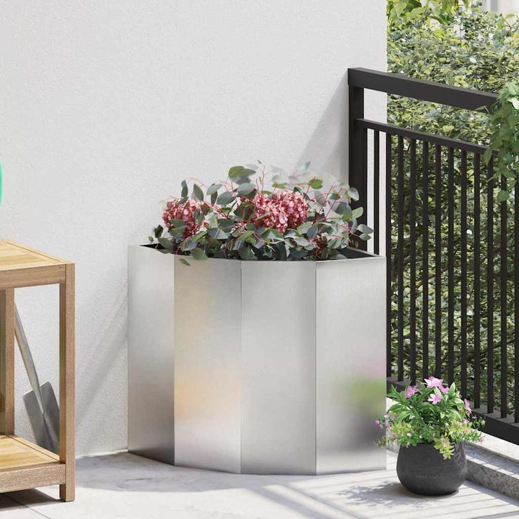 Vidaxx corner planter silver 45 x 45 x 50 cm stainless steel