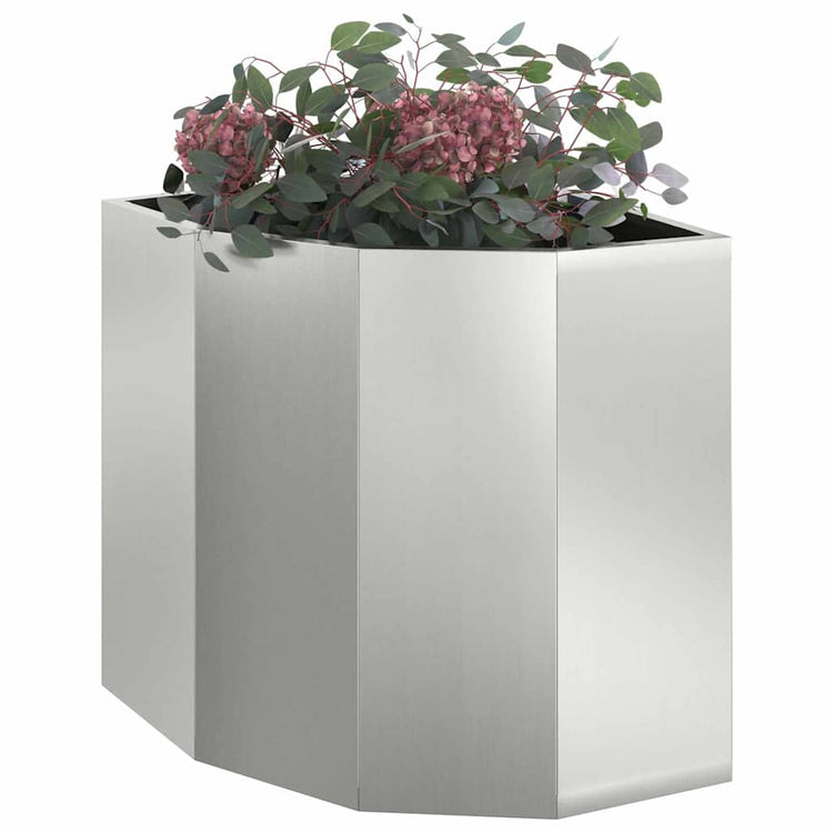 Vidaxx Eckpflanzgefäß Silber 45 x 45 x 50 cm verzinkter Stahl