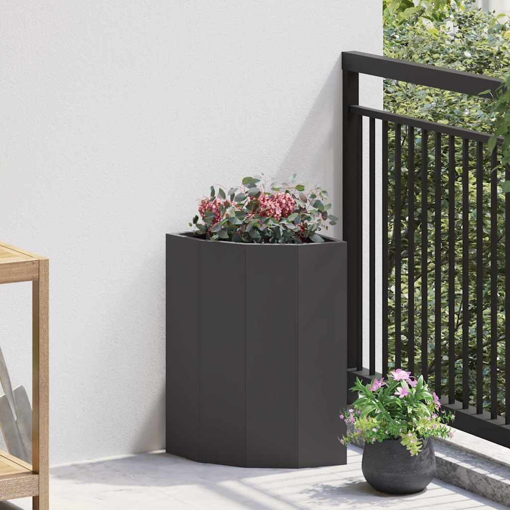 Vidaxx Eckpflanzgefäß schwarz 30 x 30 x 50 cm Stahl