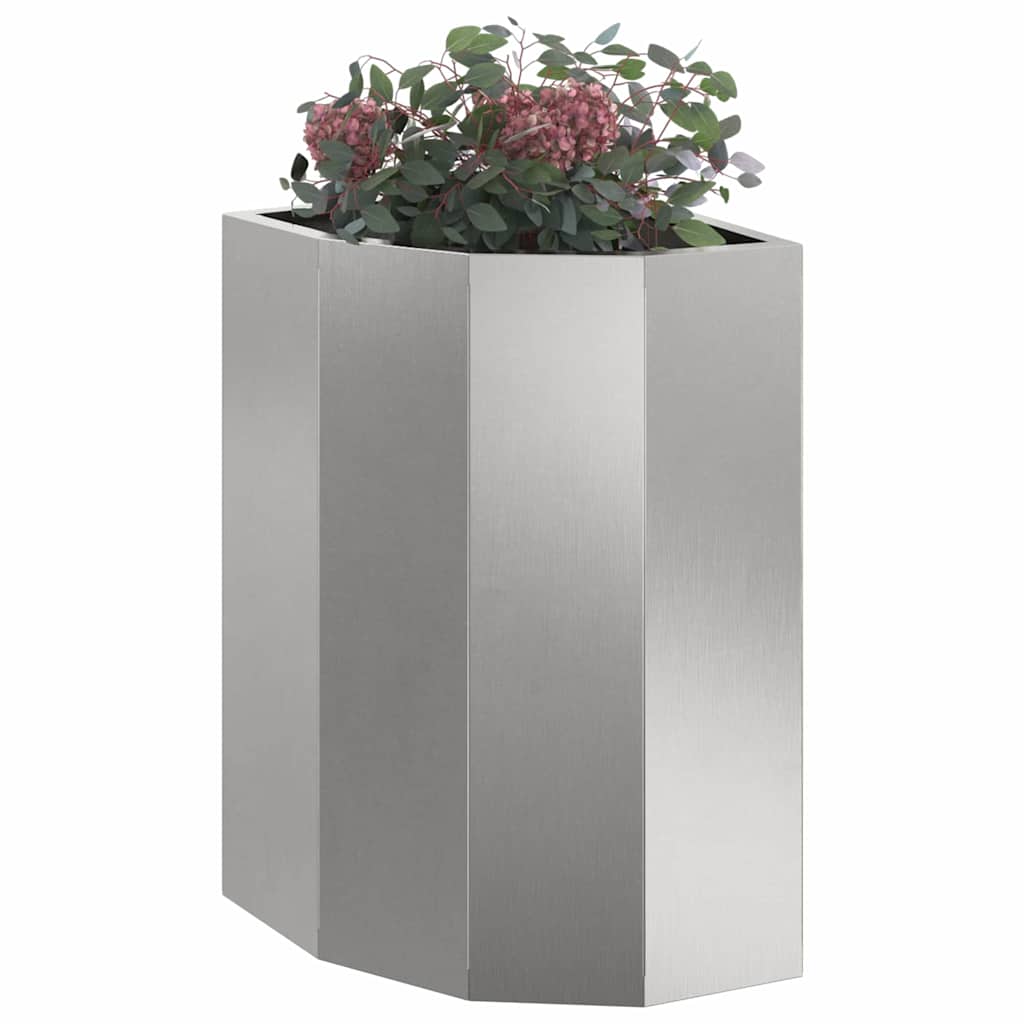 Vidaxx Eckpflanzgefäß Silber 30 x 30 x 50 cm Edelstahl