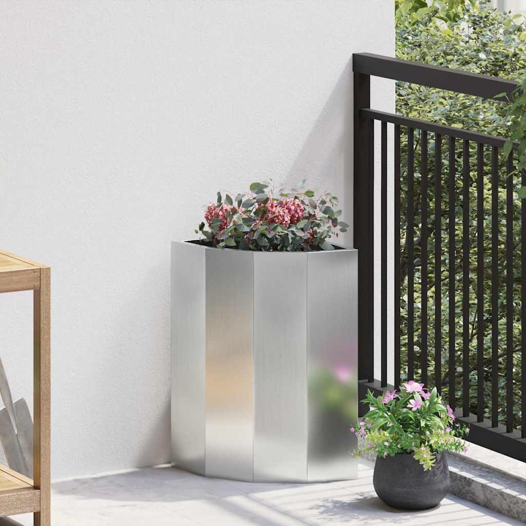 Vidaxx Eckpflanzgefäß Silber 30 x 30 x 50 cm verzinkter Stahl
