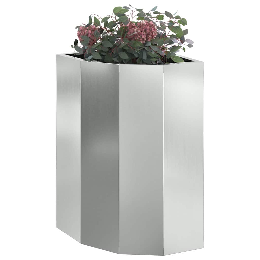 Vidaxx Eckpflanzgefäß Silber 30 x 30 x 50 cm verzinkter Stahl