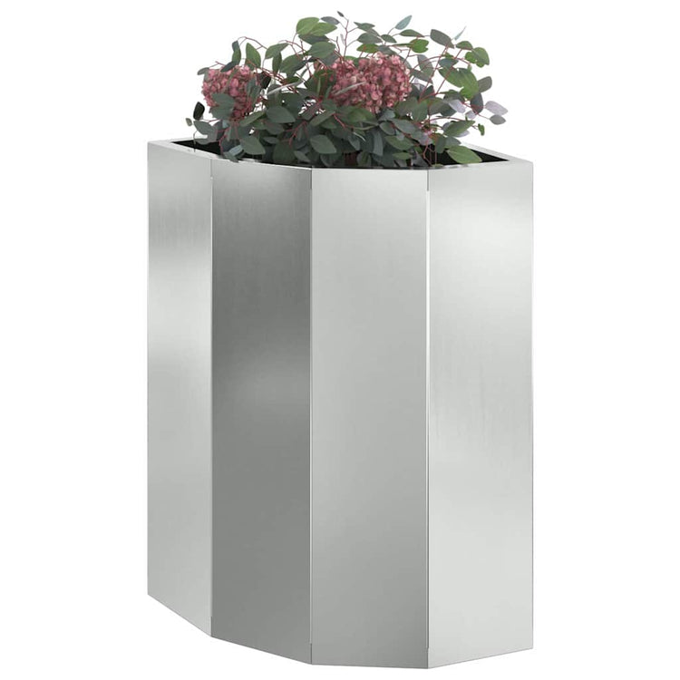 Vidaxx Eckpflanzgefäß Silber 30 x 30 x 50 cm verzinkter Stahl