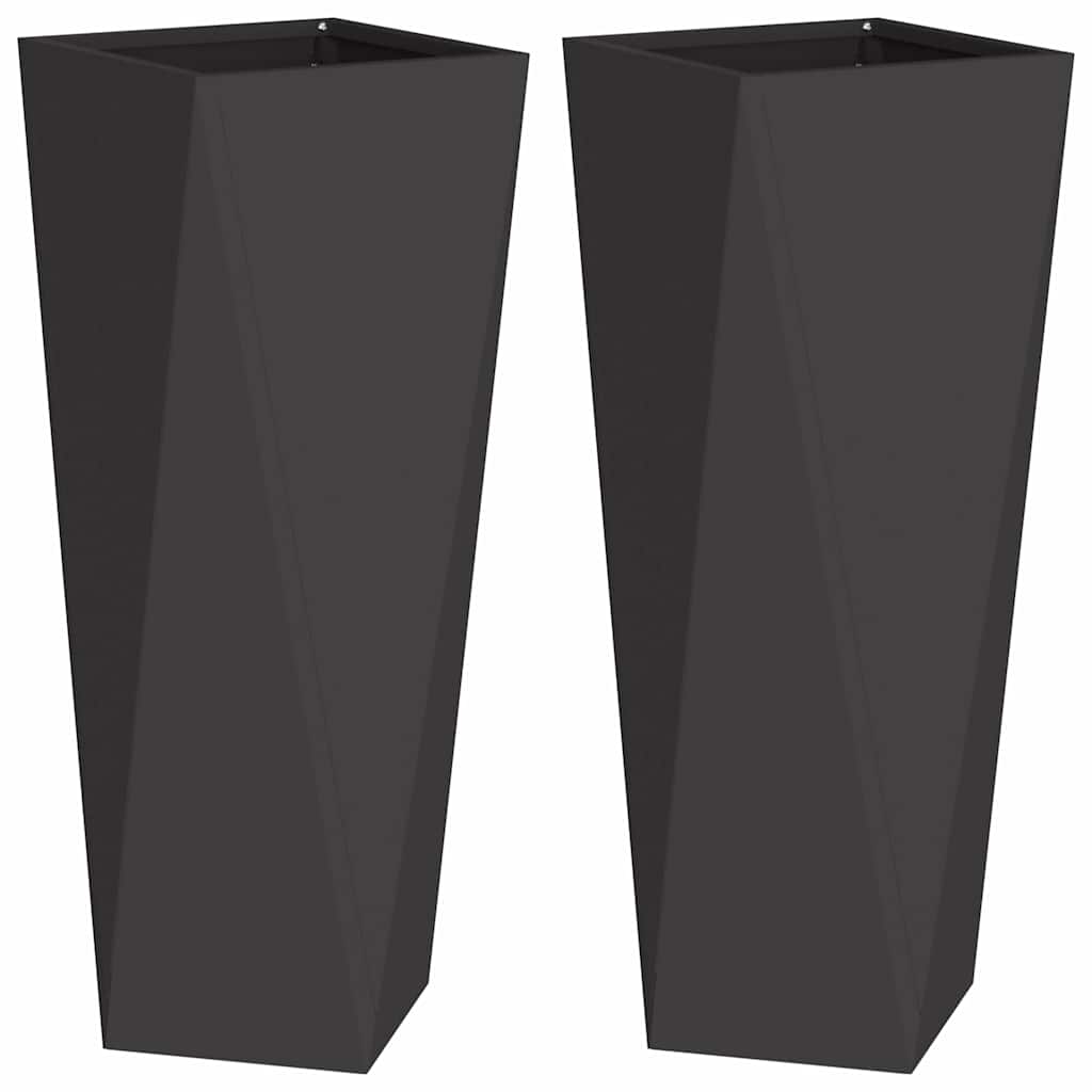 Vidaxx Pflanzgefäß 2 Stück schwarz 30 x 30 x 75 cm Stahl
