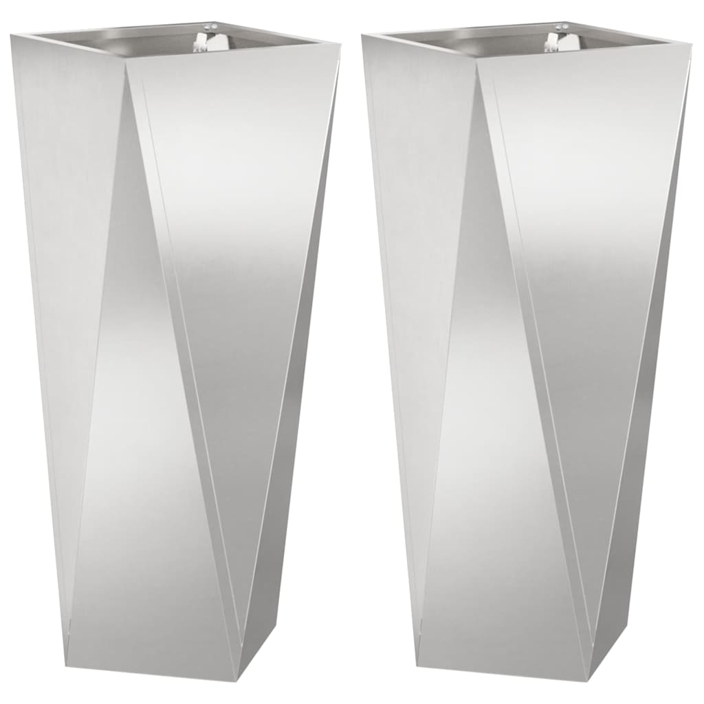 Vidaxx Pflanzgefäß 2 Stk. Silber 30 x 30 x 75 cm Edelstahl