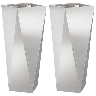Vidaxx Pflanzgefäß 2 Stk. Silber 30 x 30 x 75 cm Edelstahl