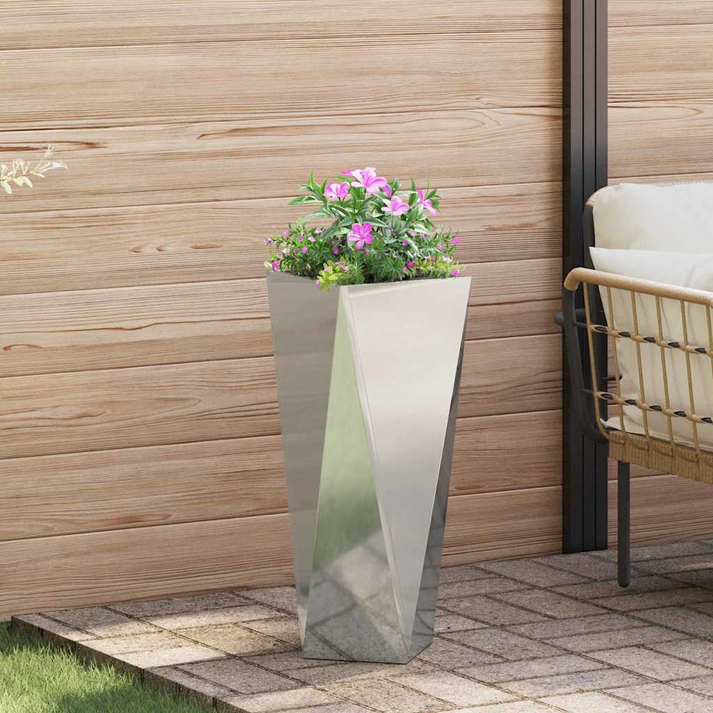 Vidaxx Pflanzgefäß Silber 30 x 30 x 75 cm verzinkter Stahl