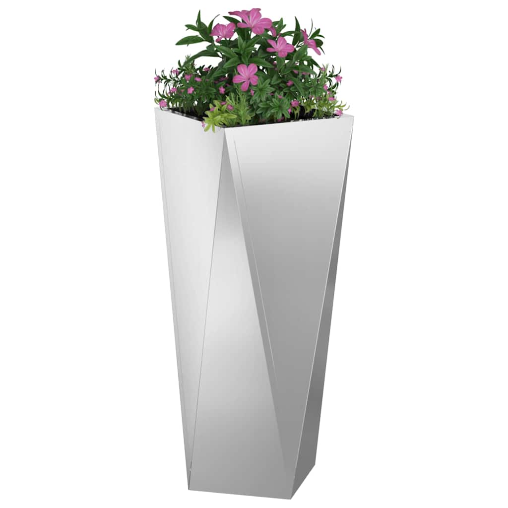 Vidaxx Pflanzgefäß Silber 30 x 30 x 75 cm verzinkter Stahl