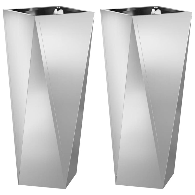 Vidaxx Pflanzgefäß 2 Stk. Silber 30 x 30 x 75 cm verzinkter Stahl