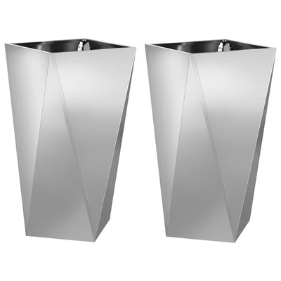 Vidaxx Pflanzgefäß 2 Stk. Silber 40 x 40 x 75 cm verzinkter Stahl