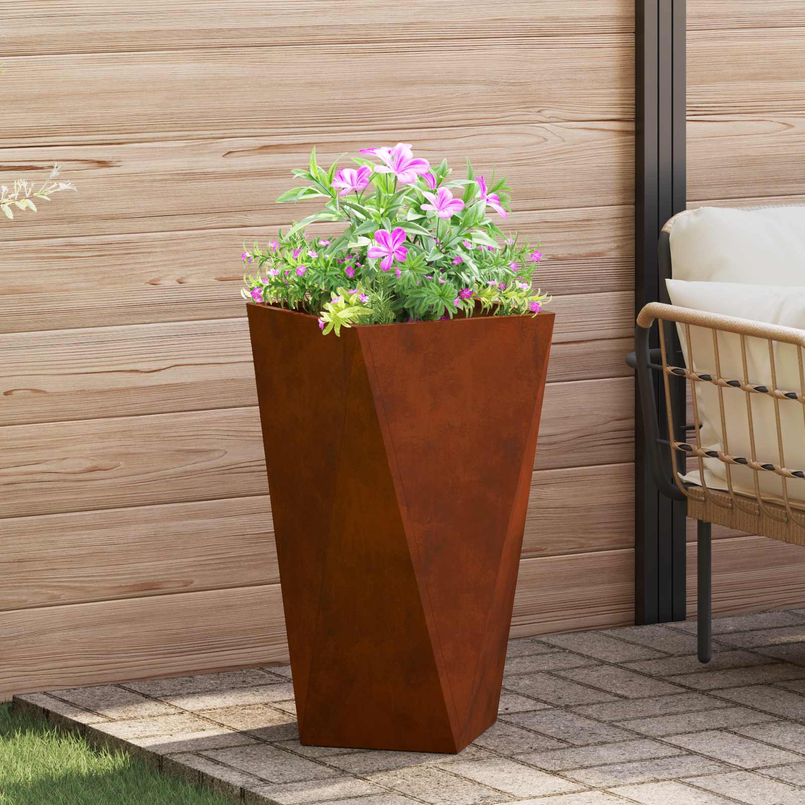 Vidaxl Pflanzgefäß rostig 40 x 40 x 75 cm Cortenstahl