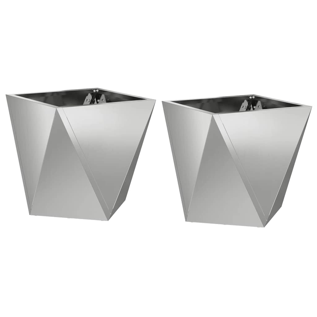 Vidaxx Pflanzgefäß 2 Stk. Silber 30 x 30 x 30 cm verzinkter Stahl
