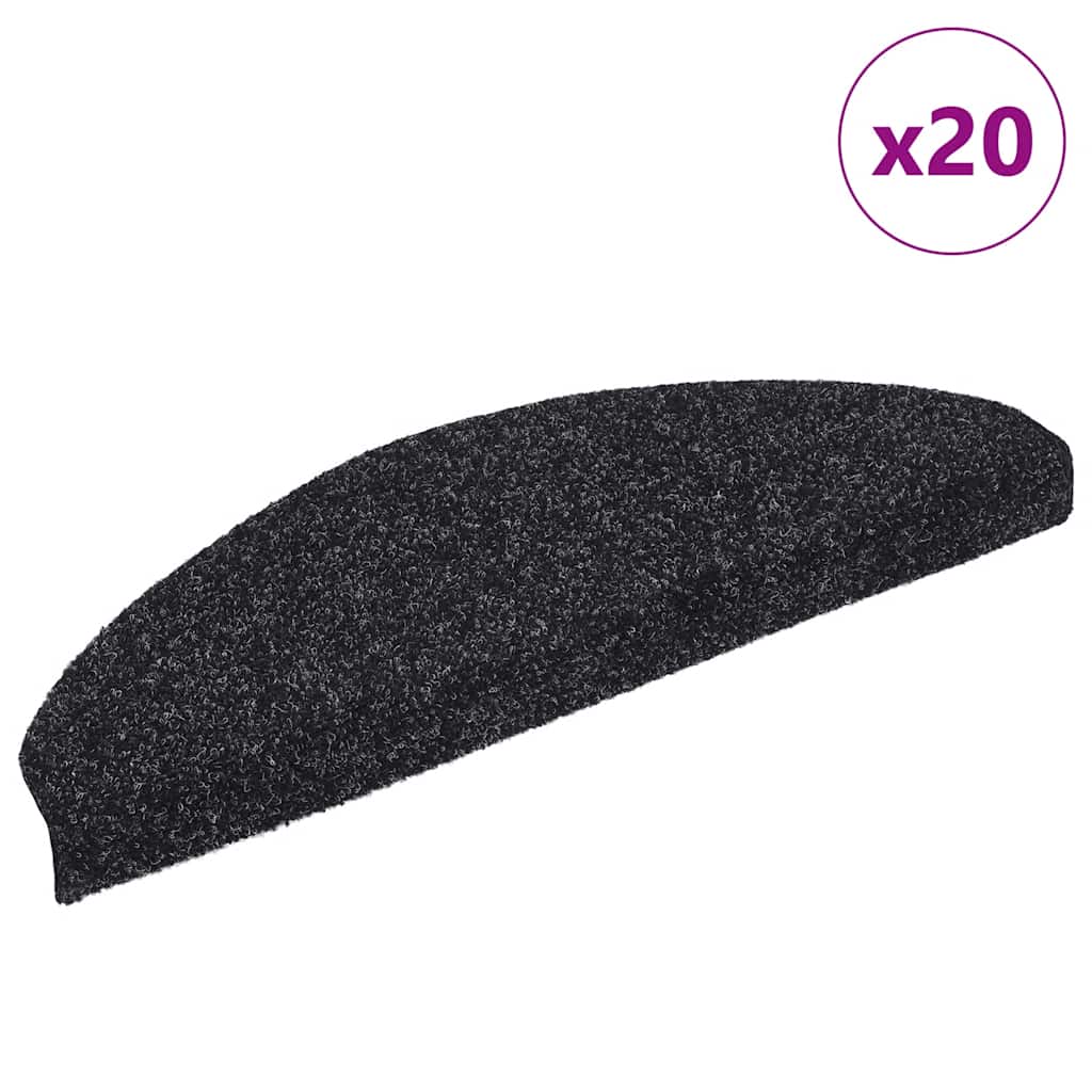 Vidaxx Stufenmatten selbstklebend 20 Stück 65x21x4 cm schwarz halbrund groß