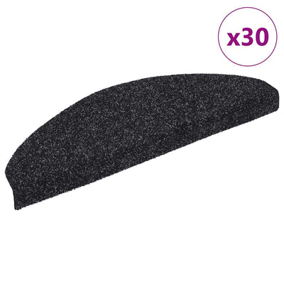 VidaXL Stufenmatten selbstklebend 30 Stück 65x21x4 cm schwarz halbrund groß