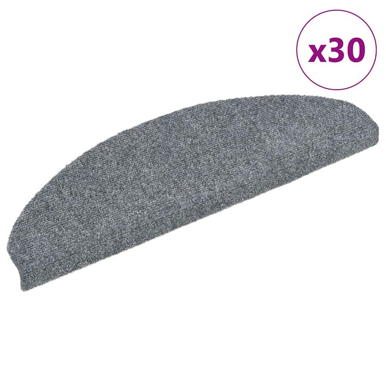 Vidaxx selbstklebende Stufenmatten 30 Stück 65x21x4 cm hellgrau halbrund groß