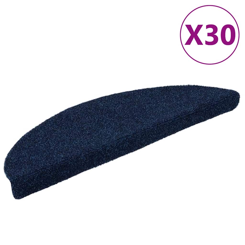 VidaXL Stufenmatten selbstklebend 30 Stück 56x17x3 cm Marineblau halbrund