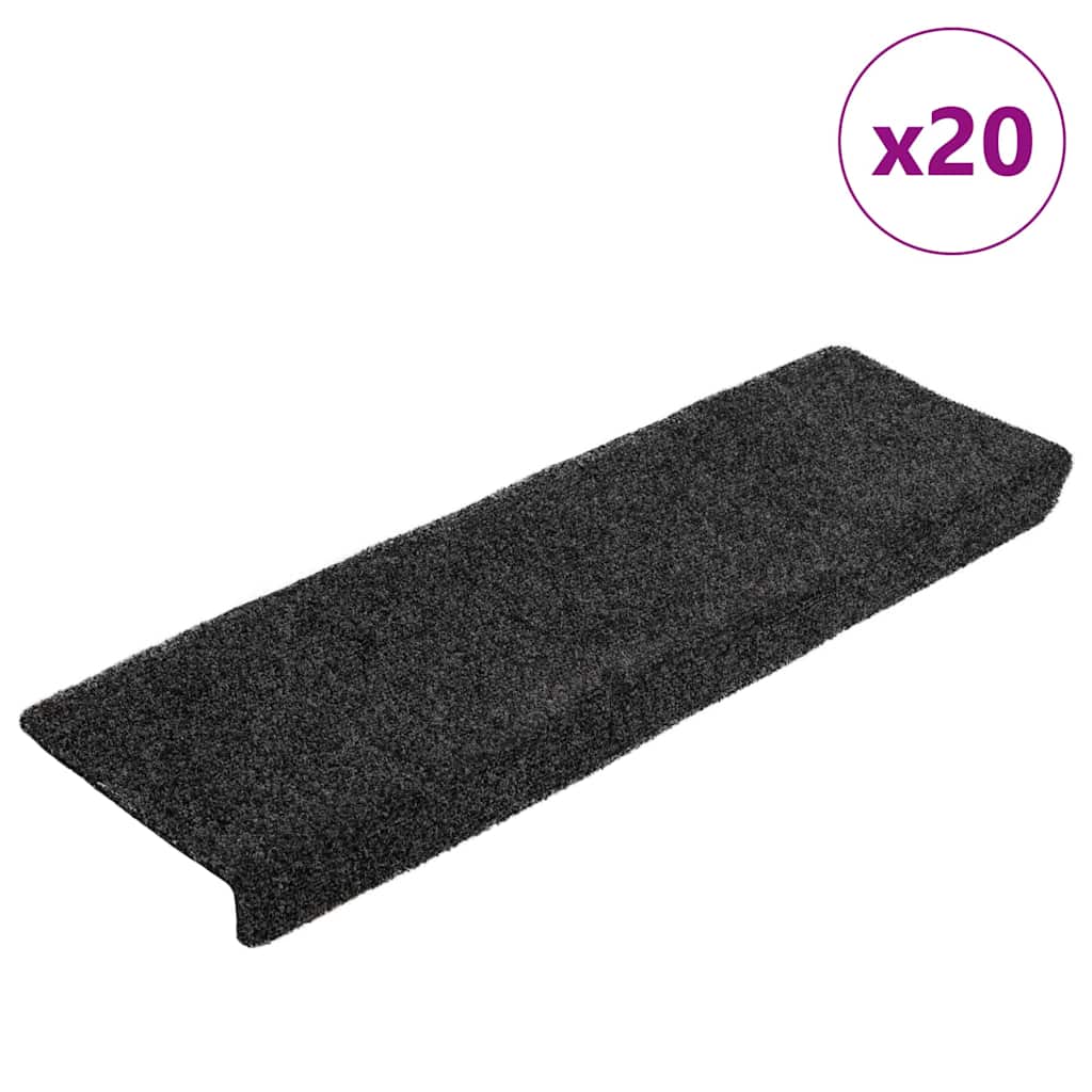 VidaXL Stufenmatten selbstklebend 20 Stück 65x21x4 cm schwarz rechteckiger Rand