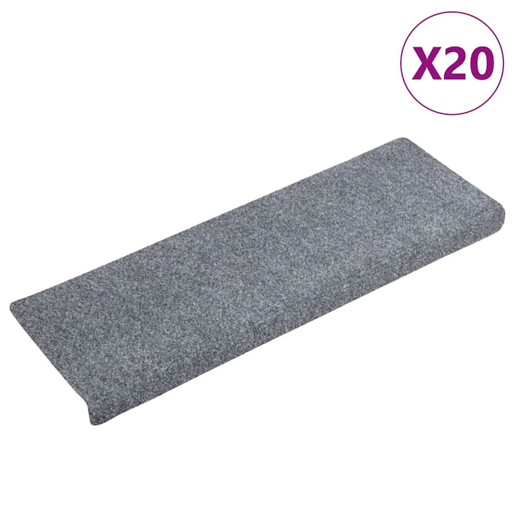 VidaXL Stufenmatten selbstklebend 20 Stück 65x21x4 cm hellgrau rechteckiger Rand