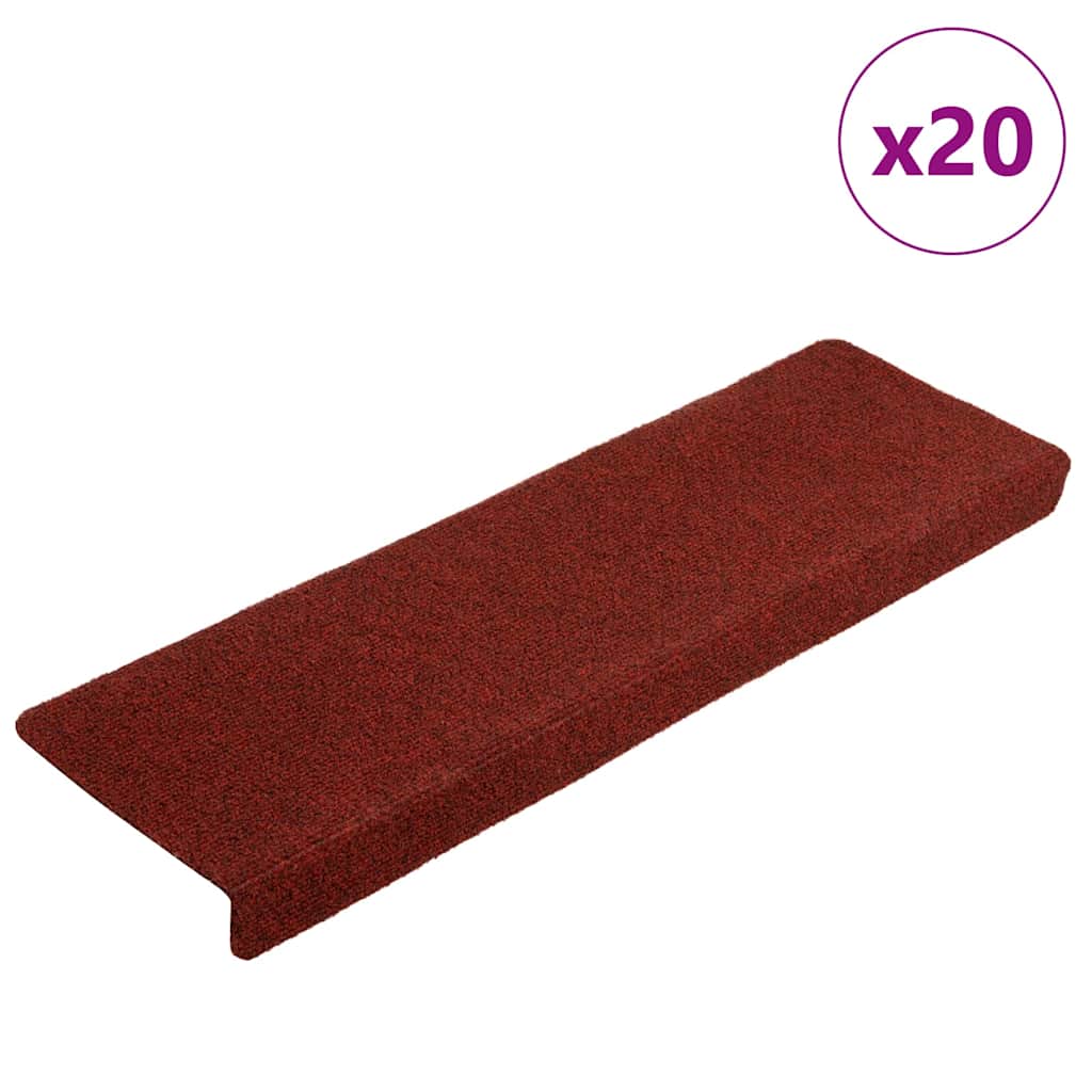 VidaXL Stufenmatten selbstklebend 20 Stück 65x21x4 cm weinrot mit rechteckigem Rand
