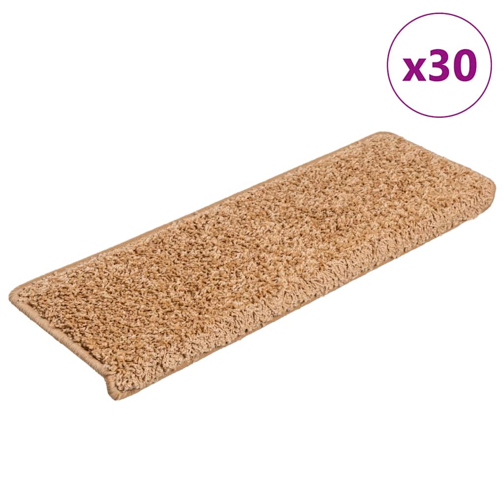 VidaXL Stufenmatten 30 Stück 65x21x4 cm beige rechteckiger Rand