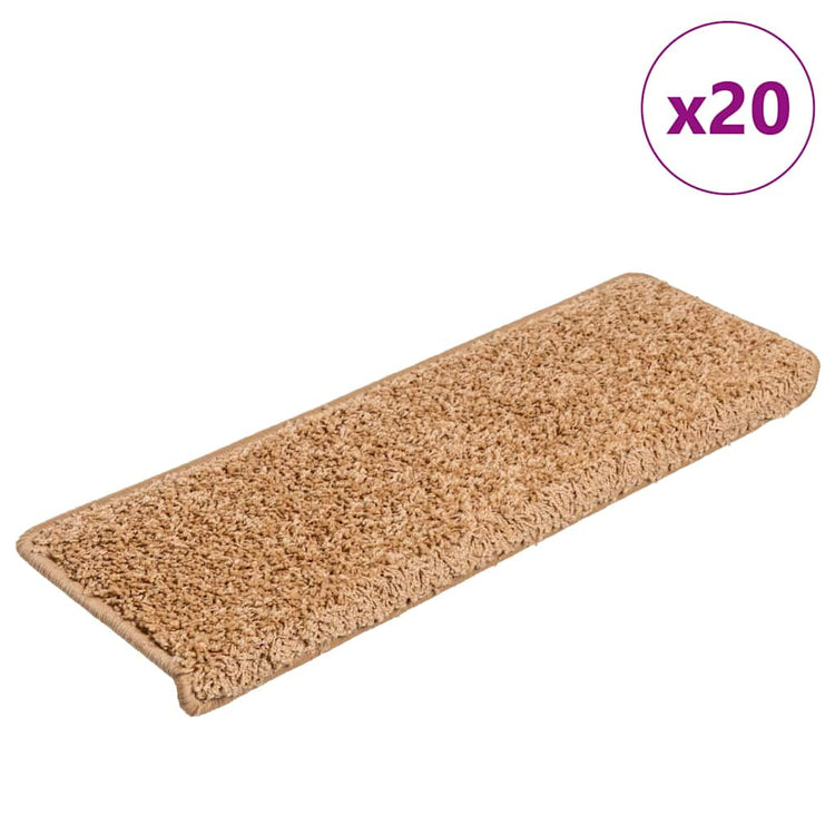 VidaXL Stufenmatten 20 Stück 65x21x4 cm beige rechteckiger Rand