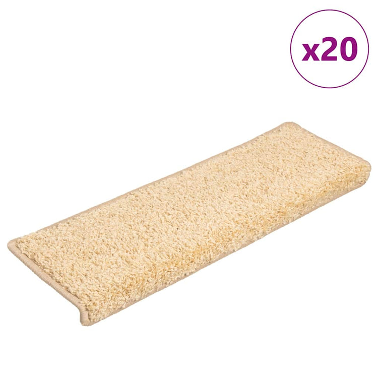 Vidaxx Stufenmatten 20 St. 65x21x4 cm creme mit rechteckigem Rand