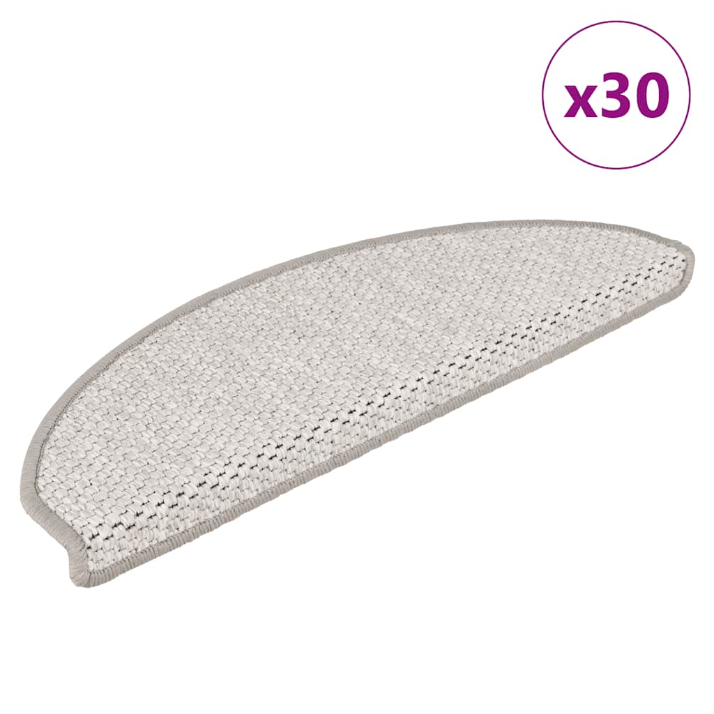 Vidaxxl Stufenmatten selbstklebend Sisaloptik 30 Stk 65x21x4 cm Platin